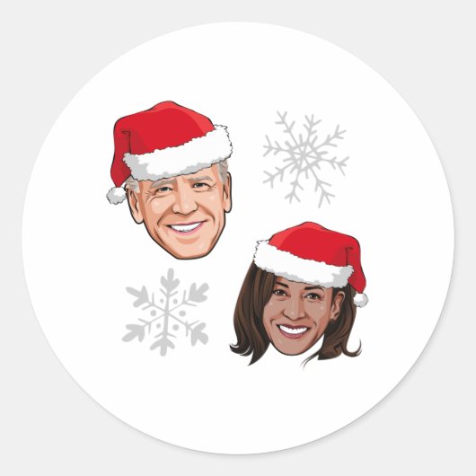 JOE EN KAMALA SNOWFLAKES RONDE STICKER (Voorkant)