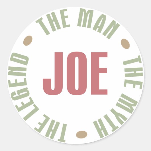Joe het Man The Myth The Legend T - shirts Gifts Ronde Sticker (Voorkant)