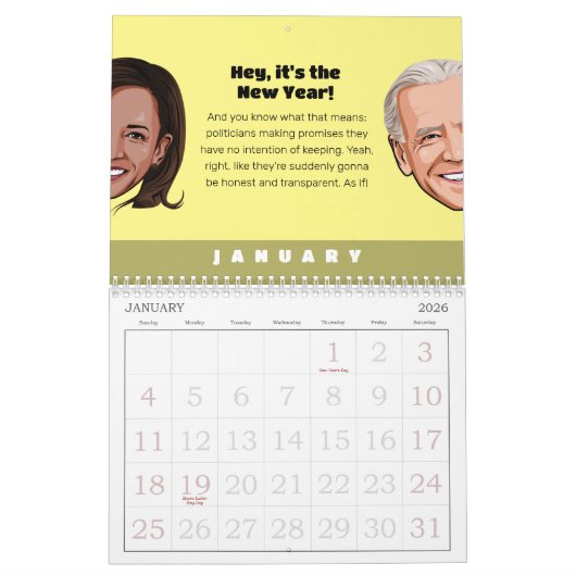 Joe & Kamala politiek Humor Agenda Kalender (Jan 2026)