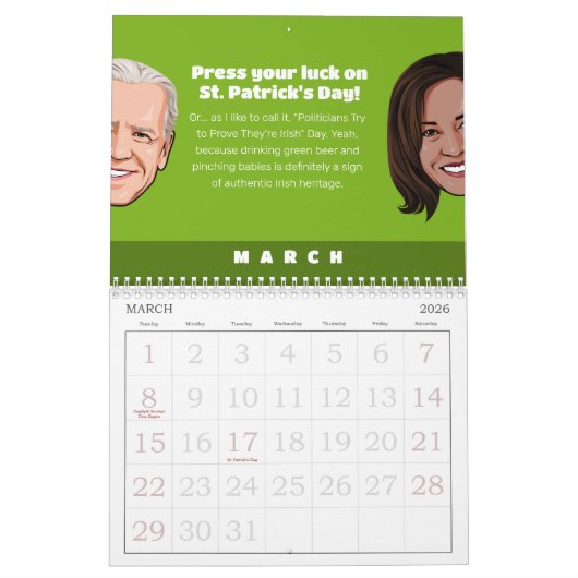 Joe & Kamala politiek Humor Agenda Kalender (Mar 2026)