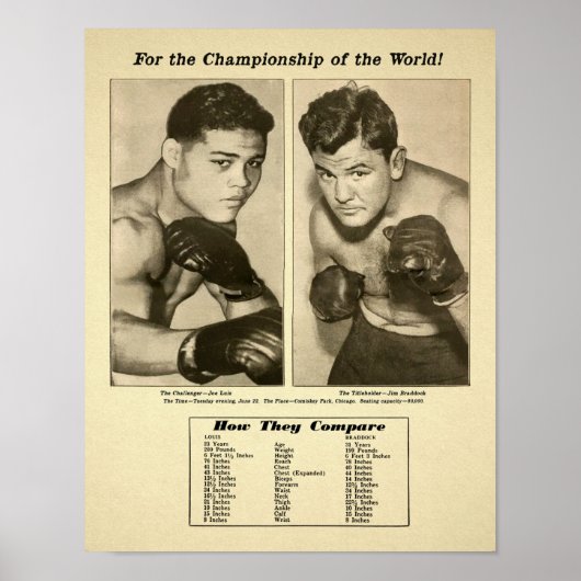 Joe Lewis vs James Braddock Poster (Voorkant)