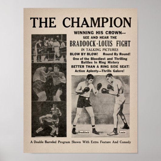 Joe Lewis vs James Braddock Poster (Voorkant)