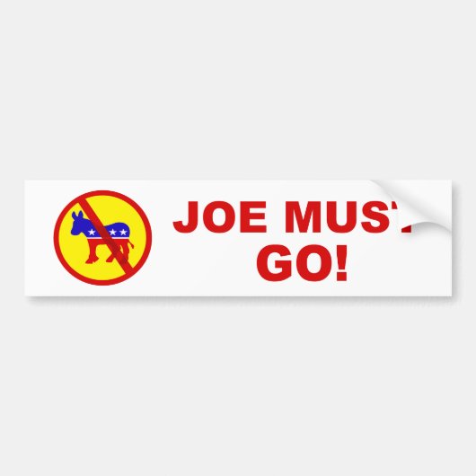 Joe moet gaan! bumpersticker (Voorkant)