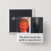 Joe riley, SATAN, De duivel reist... - Gepersonali Vierkante Button 5,1 Cm (Voorkant /achterkant)