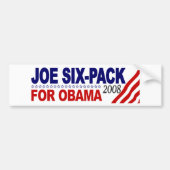 Joe Six-Pack voor Obama 2008 Bumpersticker (Voorkant)