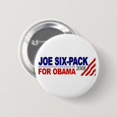 Joe Six-Pack voor Obama 2008 Ronde Button 5,7 Cm (Voorkant /achterkant)