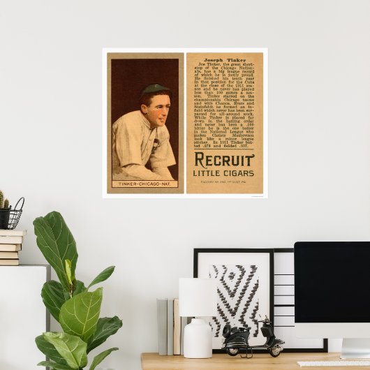Joe Tinker Cubs Baseball 1912 Poster (Thuiskantoor)