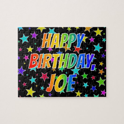 "JOE" voornaam, geun "HAPPY BIRTHDAY" Legpuzzel (Horizontaal)