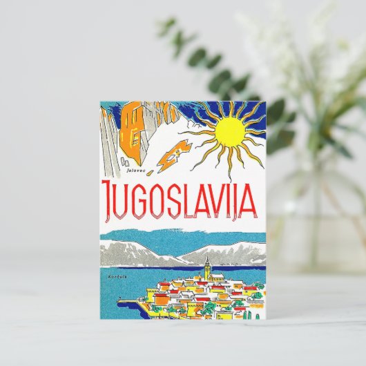 Joegoslavië, Adriatisch zee, oud briefkaart (Staand voorkant)