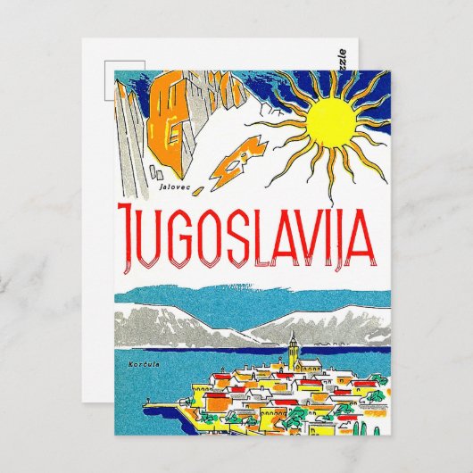 Joegoslavië, Adriatisch zee, oud briefkaart (Voorkant / Achterkant)