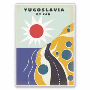 Joegoslavië door het poster van het klassieke aut sticker