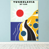 Joegoslavië door het poster van het klassieke auto canvas afdruk (Insitu (Houten vloer))