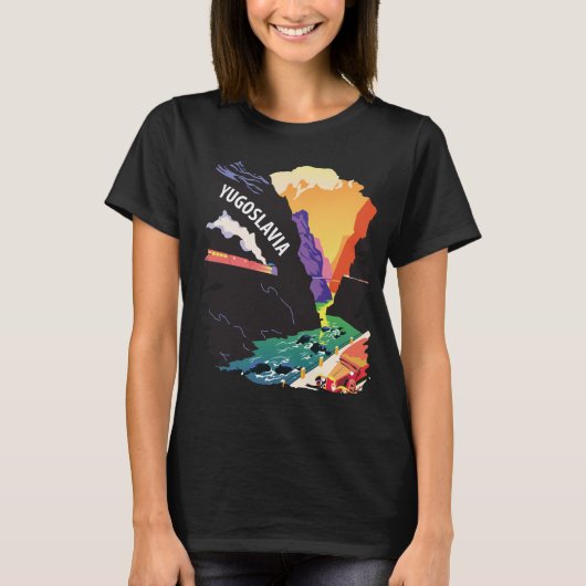 Joegoslavië met de trein en met de auto t-shirt (Voorkant)