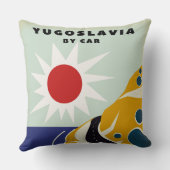 Joegoslavië Per Auto vintage reisposter Canvas Pri Kussen (Achterkant)