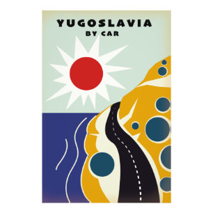 Joegoslavië per auto vintage reisposter foto afdruk