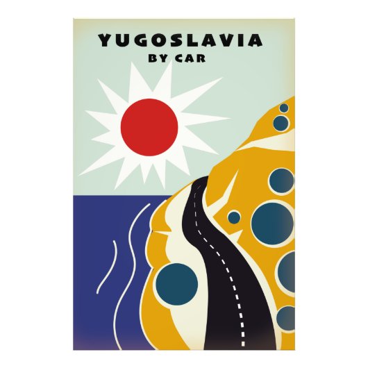 Joegoslavië per auto vintage reisposter foto afdruk (Voorkant)