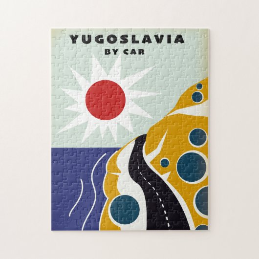 Joegoslavië per auto vintage reisposter legpuzzel (Verticaal)