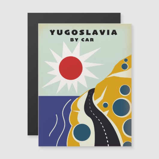 Joegoslavië Per Auto vintage reisposter Magnet (Voorkant / Achterkant)