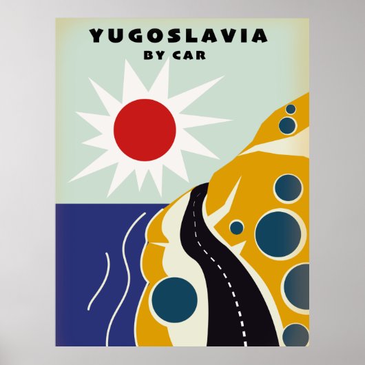 Joegoslavië per auto vintage reisposter poster (Voorkant)