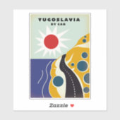 Joegoslavië Per Auto vintage reisposter Sticker (Vel)