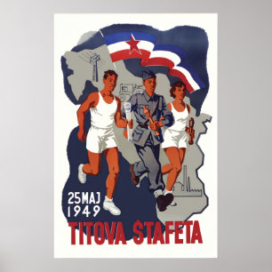 Joegoslavië Propaganda Poster Titova Stafeta