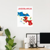 Joegoslavië, toeristische kaart, vintage reis poster (Thuiskantoor)