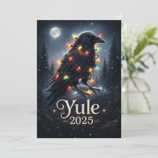 Joel 2025 raaf kraai feestdagenkaart (Staand voorkant)