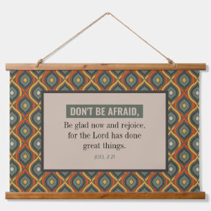 Joel 2:21 Wees niet bang Retro Patroon Hangend Wandkleed