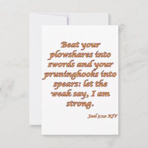 Joël 3:10 KJV Bijbelvers Christelijke Schrift Kaart