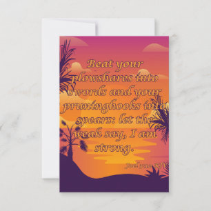 Joël 3:10 KJV Bijbelvers Christelijke Schriftfoto Kaart