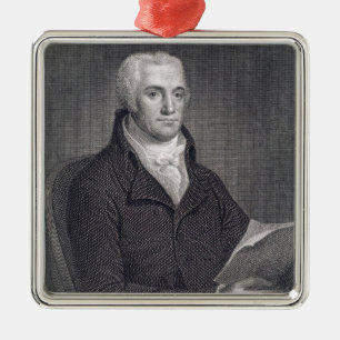 Joel Barlow (1754-1812), gegraveerd door Asher Bro Metalen Ornament