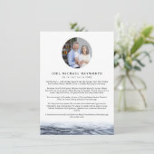 JOEL Minimalist Ocean Water Foto Obituary Kaart (Staand voorkant)