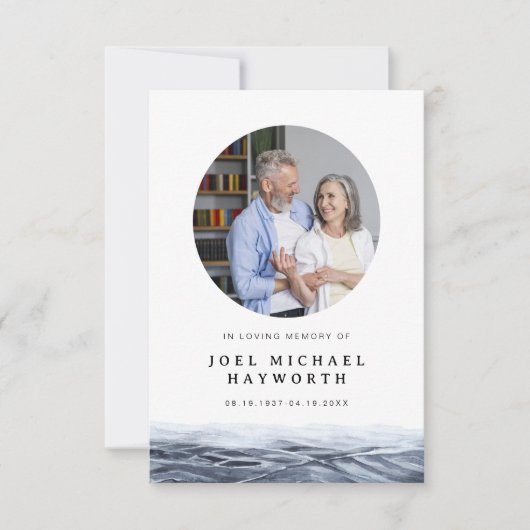 JOEL Minimalist Ocean Water Funeral Kaart (Voorkant)