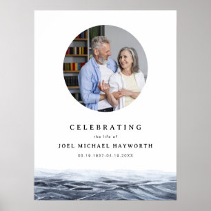 JOEL Minimalist Ocean Water Photo Funeral Welkom Poster
