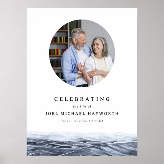 JOEL Minimalistische Oceaanschildering Foto Uitvaa Poster (Voorkant)