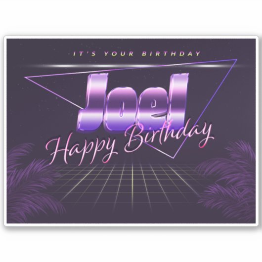 Joel Name Vorname lila retro Sticker Geburtstag (Voorkant)