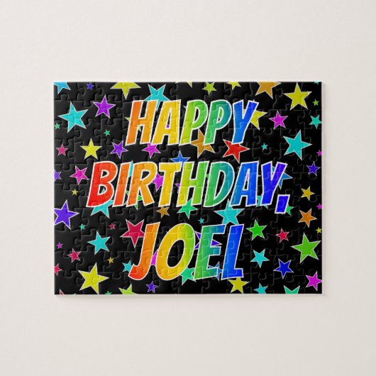 "JOEL" voornaam, geun "HAPPY BIRTHDAY" Legpuzzel (Horizontaal)