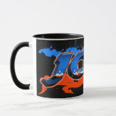 Joel Vorname Name Graffiti blue orange Tasse Mok (Links)