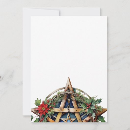 Joel Winter Zonnewende Hulst Pentakel Pagan Wicca Kaart (Achterkant)