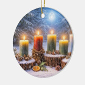 Joelfeest Kaarsen Maan Keramisch Ornament (Links)