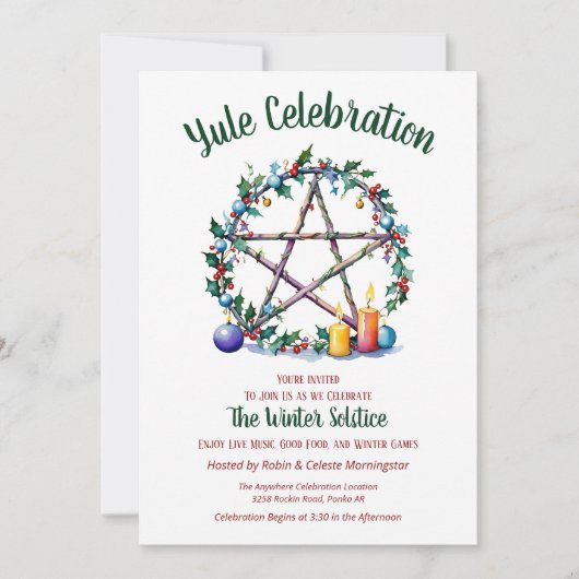 Joelfestelijke pentaclese ster Winterzonnewende Wi Kaart (Voorkant)