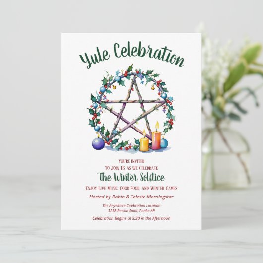Joelfestelijke pentaclese ster Winterzonnewende Wi Kaart (Staand voorkant)