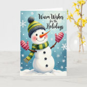 Joelige Sneeuwman Kerstkaart Kaart (Gele Bloem)