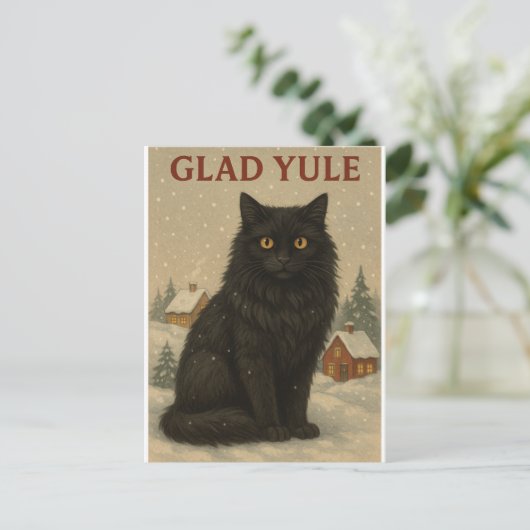 Joelkat joelkaart  feestdagenkaart (Staand voorkant)