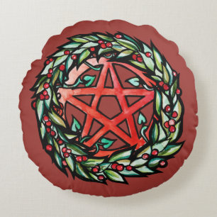 Joelkrans Pentakel Paganistisch Pentagram Vakantie Rond Kussen