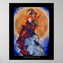 Joelle Halloween spookachtige heksenkaart van Rene Poster