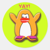 Joepie! Happy Penguin Ronde Sticker (Voorkant)