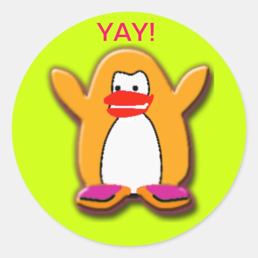 Joepie! Happy Penguin Ronde Sticker (Voorkant)
