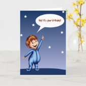 Joepie Het is je verjaardag Peuter Blauw Verjaarda Kaart (Gele Bloem)