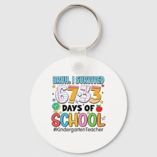 Joepie, ik heb 67+33 dagen kleuterschool overleefd sleutelhanger